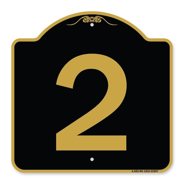 Signmission Designer Series Sign-Sign W/ Number 2, Black & Gold Aluminum Sign, 18" x 18", BG-1818-22897 A-DES-BG-1818-22897 - main